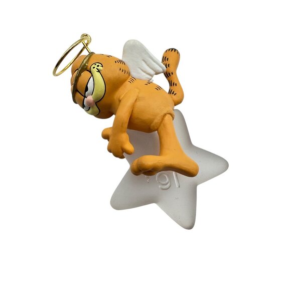 Vintage Hallmark Keepsake Ornament Garfield Angel On Star Wing Halo 1991 QX517-7 - Picture 5 of 7